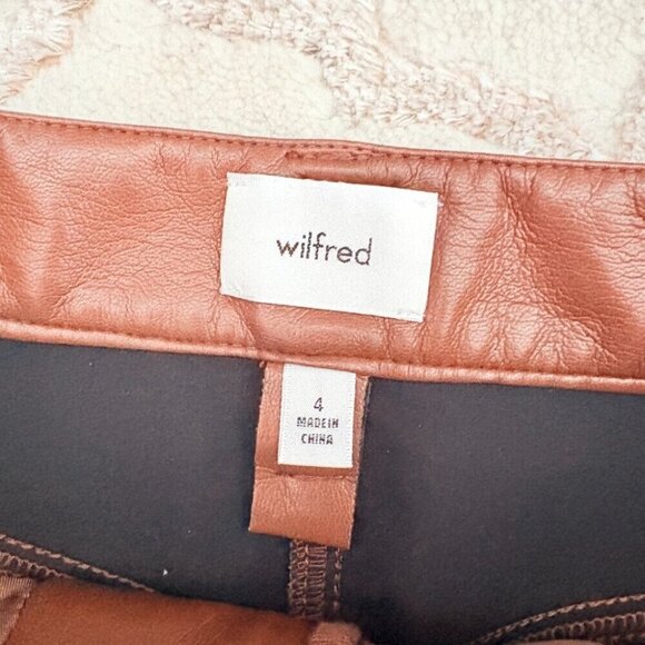 Aritzia Wilfred Chemistry Vegan Leather Mini Skirt NWT Cognac Brown Size 4 - Picture 4 of 5